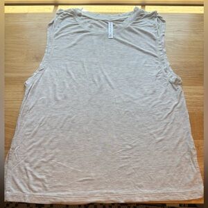 Fabletics Off-white with Faint Charcoal streaks. Sleeveless Tee